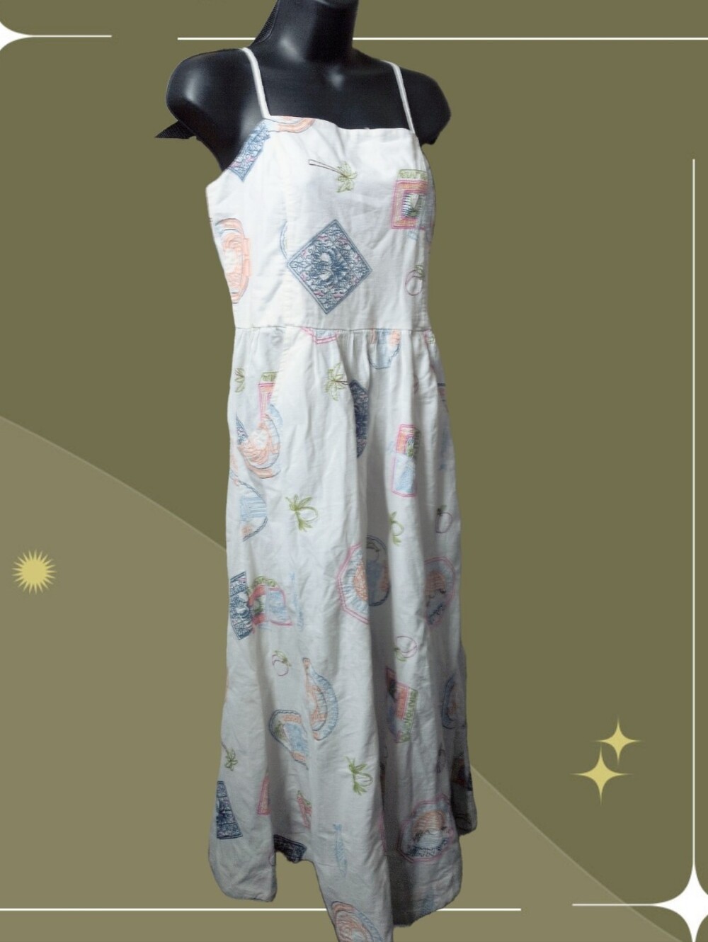 ✨ Nwt Damson Madder Peaches Embroidered Apron Midi Dress size us10